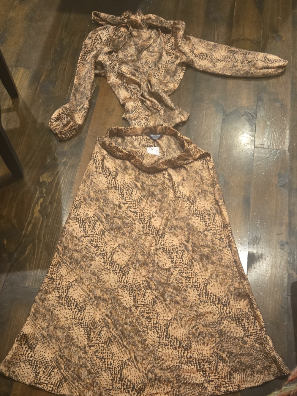 NWT Primark Python Snake Print Cutout Midi Skirt Set Size L Skirt & XL Blouse